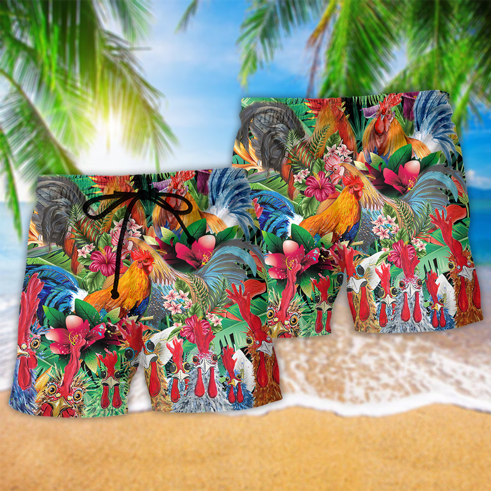 Chicken Tropical Summer Floral – Beach Short