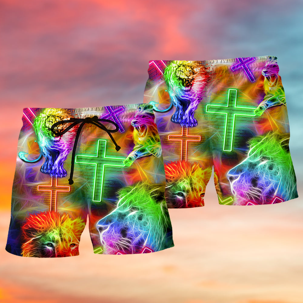 Lion Symbolic Strength Art – Beach Short