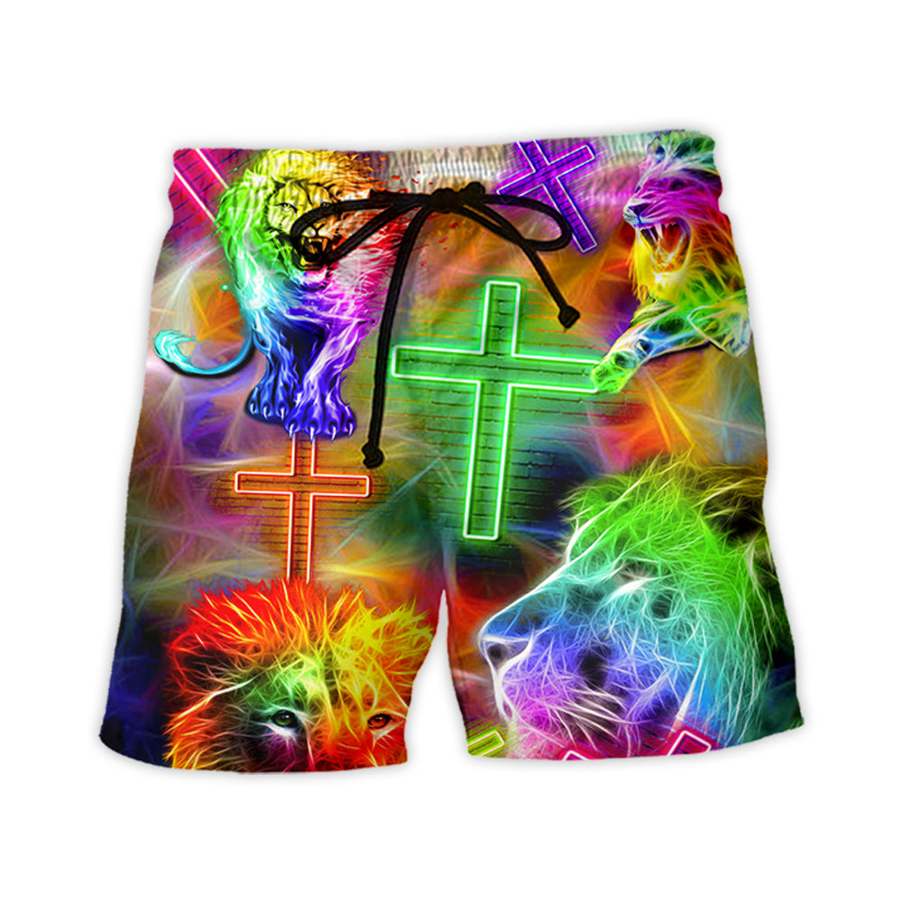 Lion Symbolic Strength Art – Beach Short