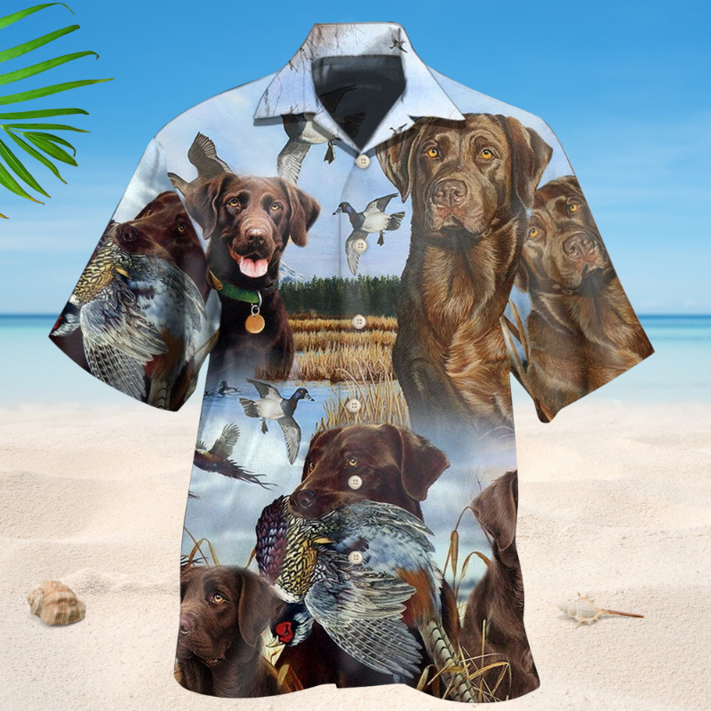 Chocolate Labrador Retriever Hunting Style – Hawaiian Shirt