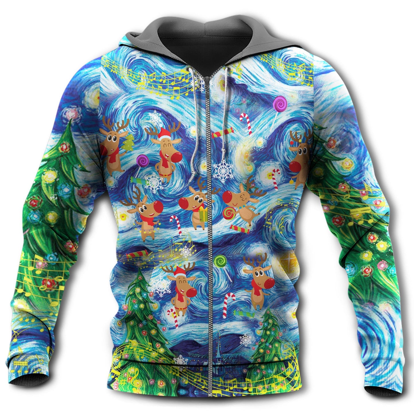 Christmas Dancing Reindeer Happy Art – 3D Hoodie