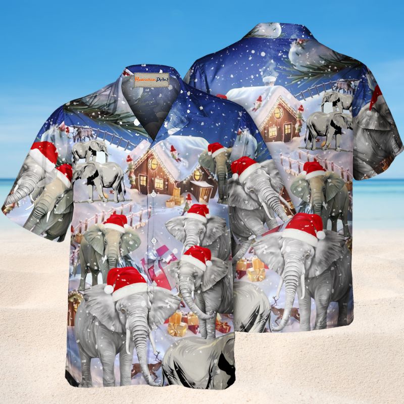 Christmas Elephant Town Style – Hawaiian Shirt