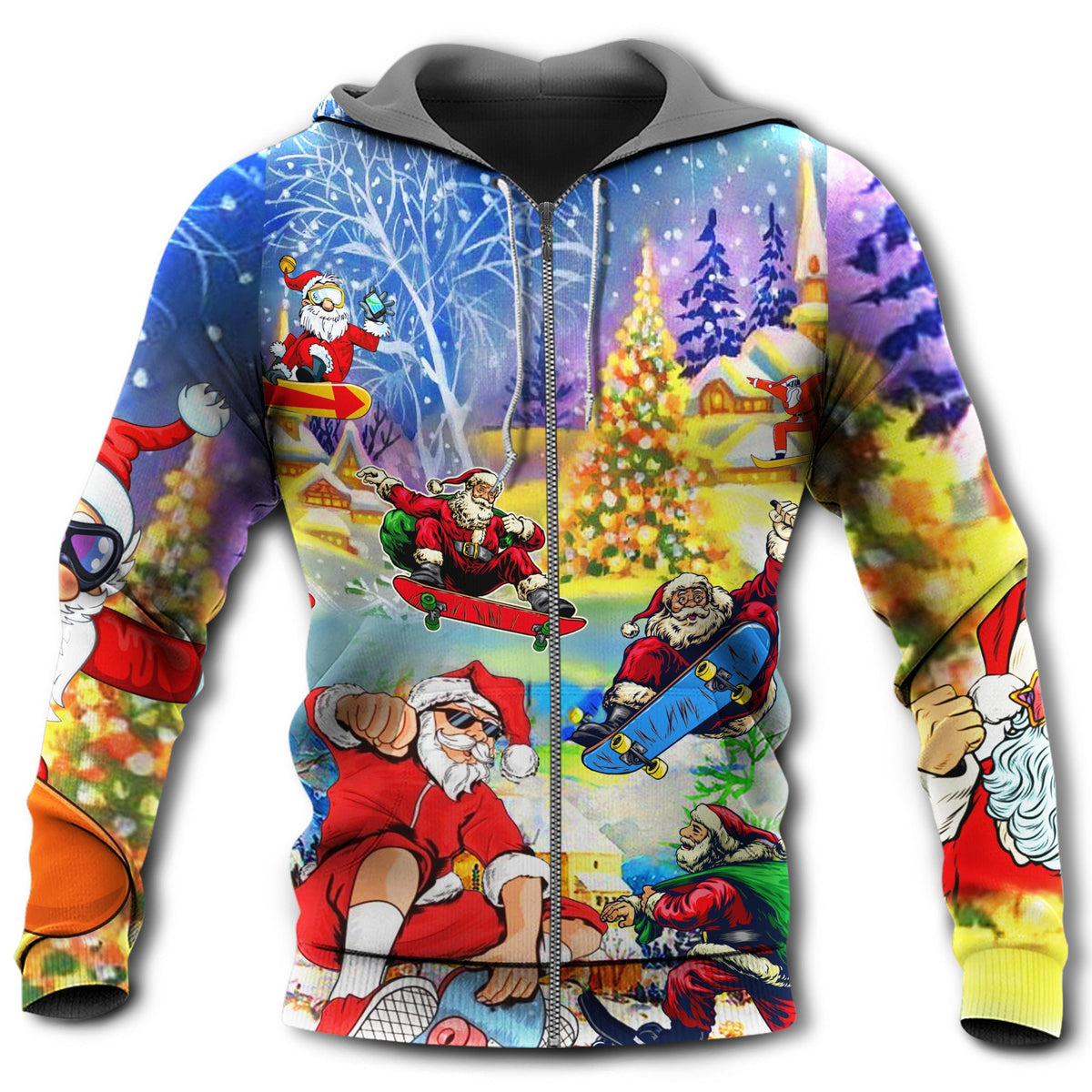 Christmas Skateboard Fun Style - 3D Hoodie