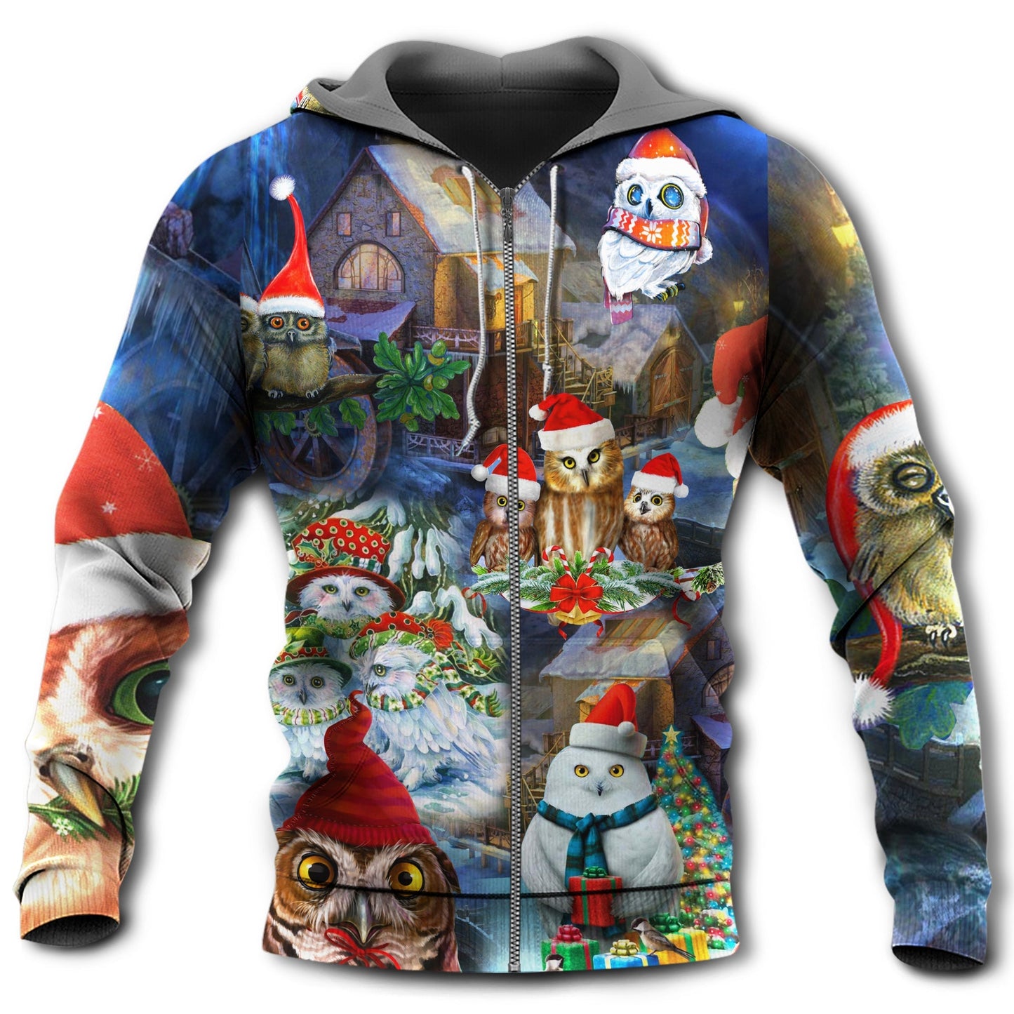 Christmas Love Owls Happiness Art – 3D Hoodie