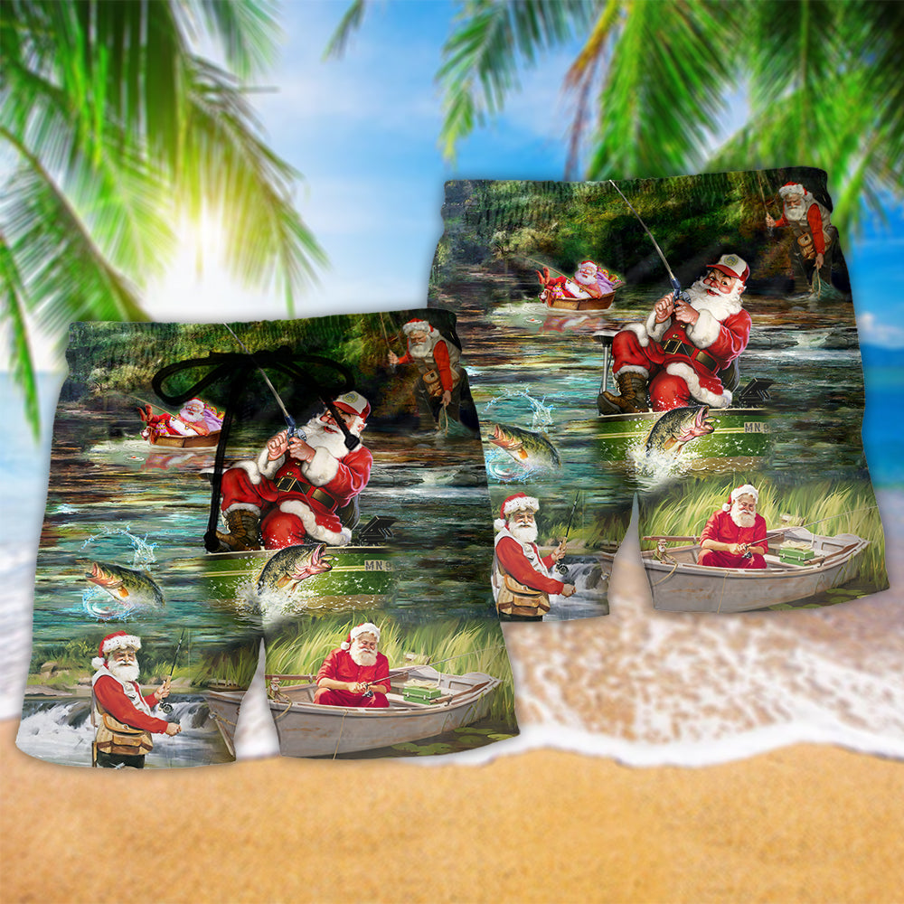 Christmas Merry Fishmas Reel Fun - Beach Short
