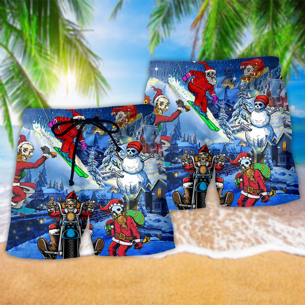 Christmas Skull Night Scene – Beach Short