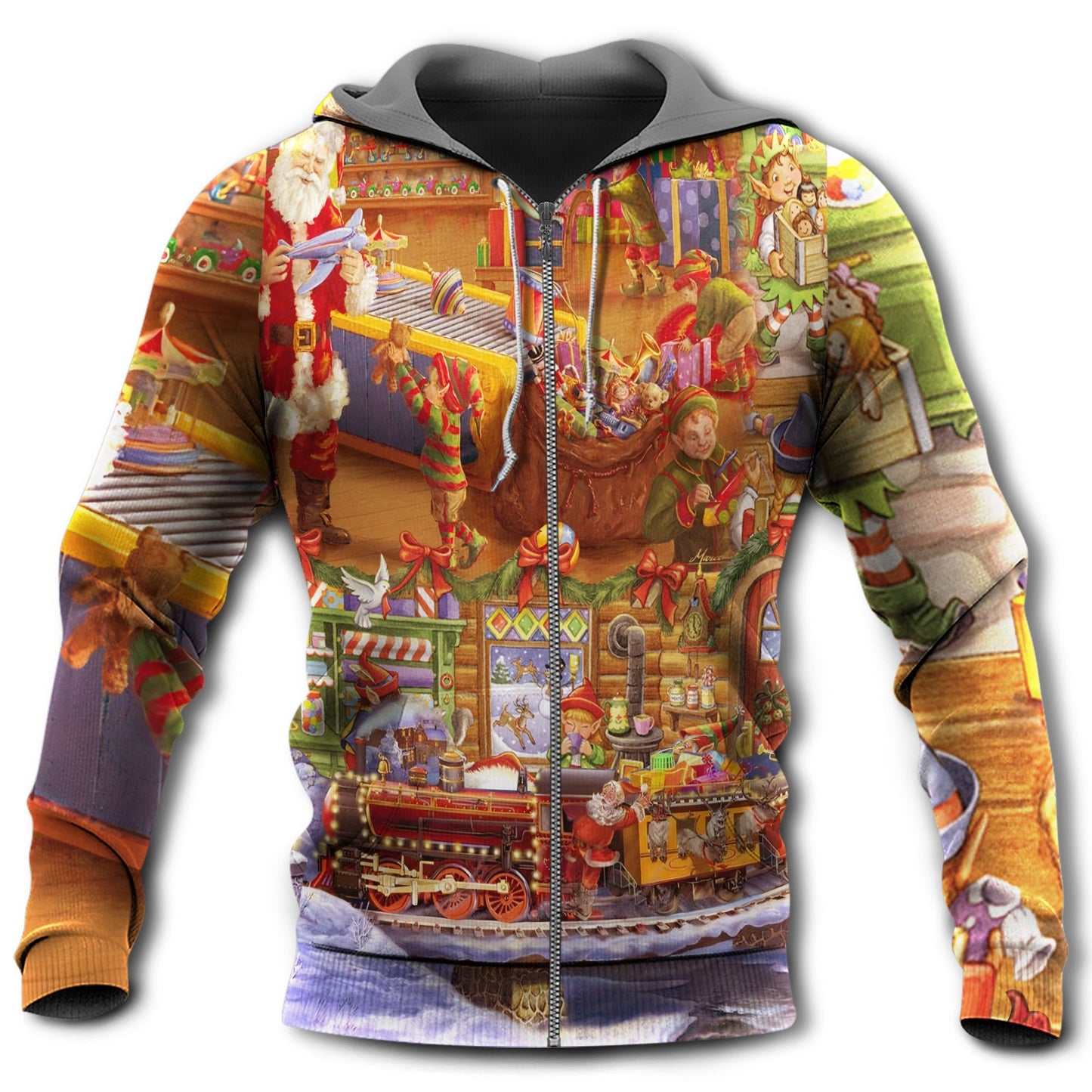 Christmas Santa And Happiness Holiday Art – 3D Hoodie