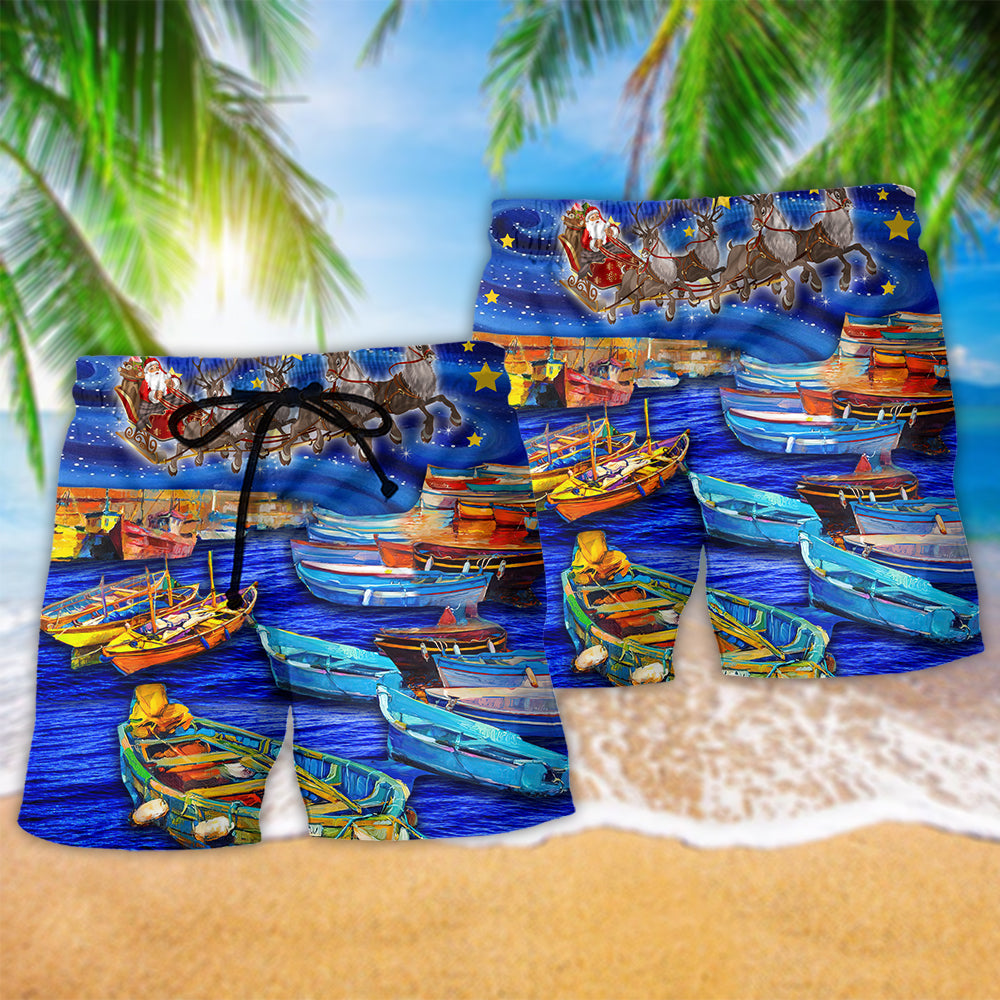 Christmas Santa Boat Lover Art – Beach Short