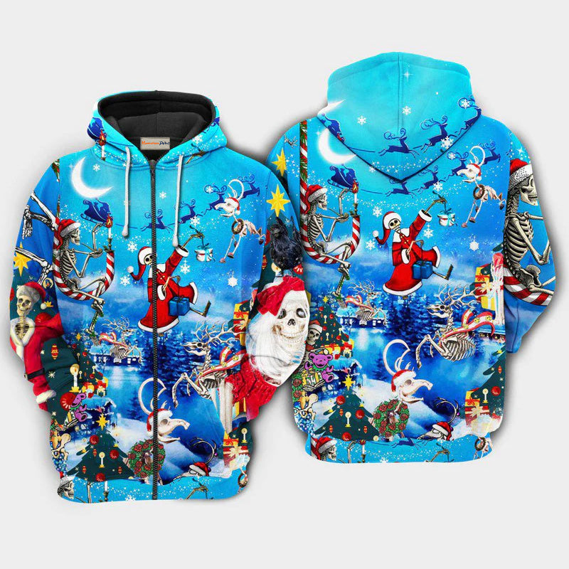 Christmas Skull Merry Christmas Art – 3D Hoodie
