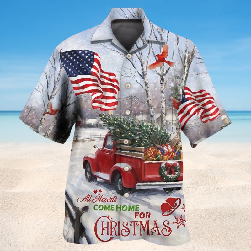 Christmas Truck With Cardinal – Hawaiian Shirt