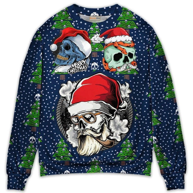 Christmas Skull Santa Hat Snow – Sweater - Ugly Christmas Sweater