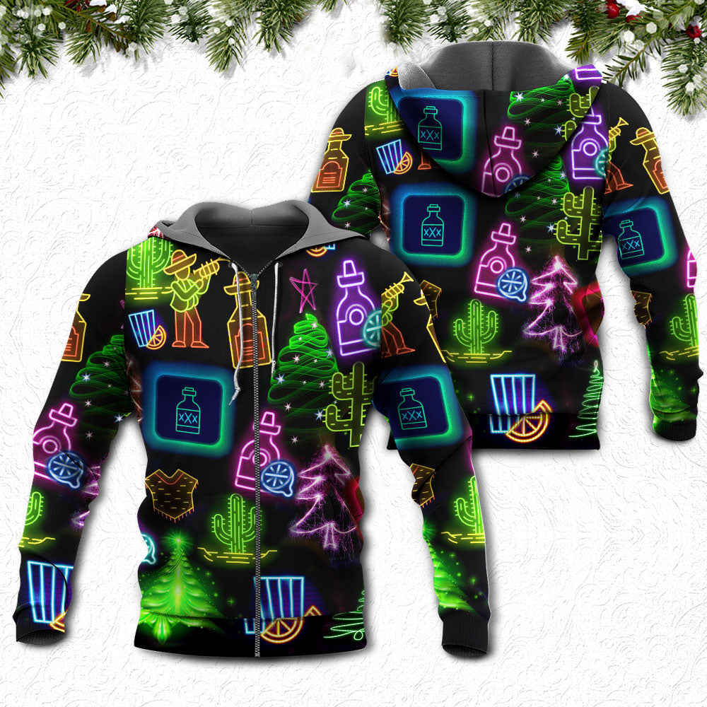 Christmas Tequila Neon Art - 3D Hoodie