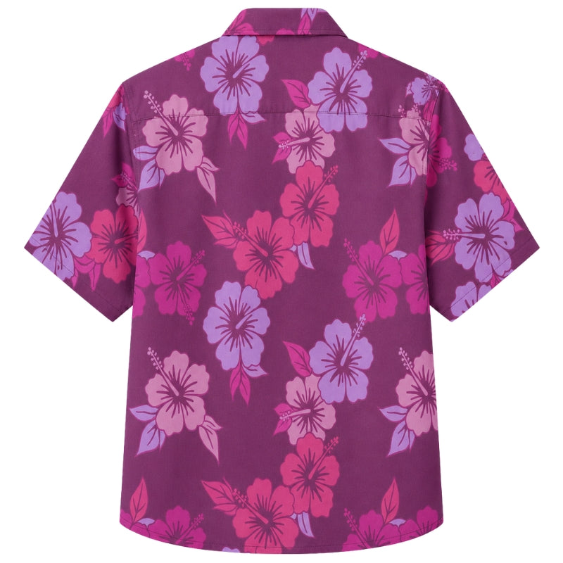 Classic Floral Hawaiian Shirt- Cream Hibiscus Vintage Aloha Print