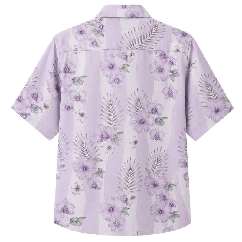 Classic Floral Hawaiian Shirt - Lavender Floral Cluster Print for Men