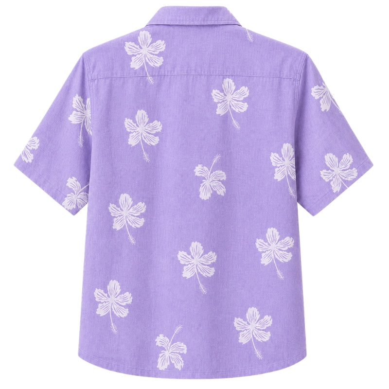 Classic Floral Hawaiian Shirt - Lavender Petal Bloom Print for Summer