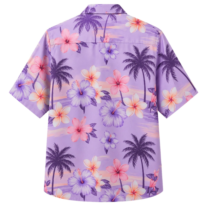 Classic Floral Hawaiian Shirt - Lavender Tropical Bloom Garden Design