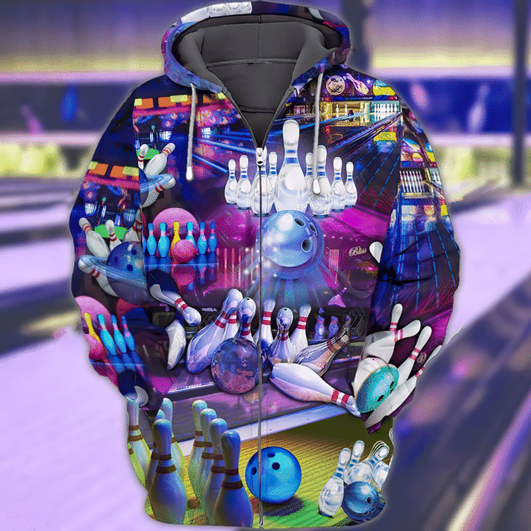 Classic Bowling Purple Art – 3D Hoodie