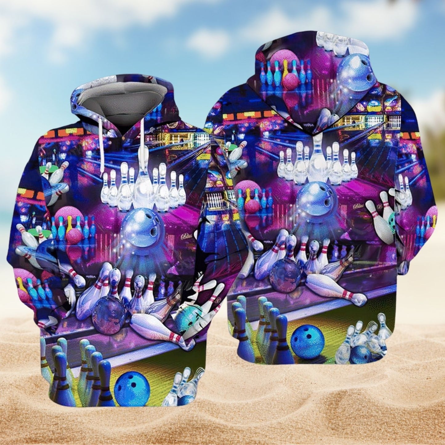 Classic Bowling Purple Art – 3D Hoodie