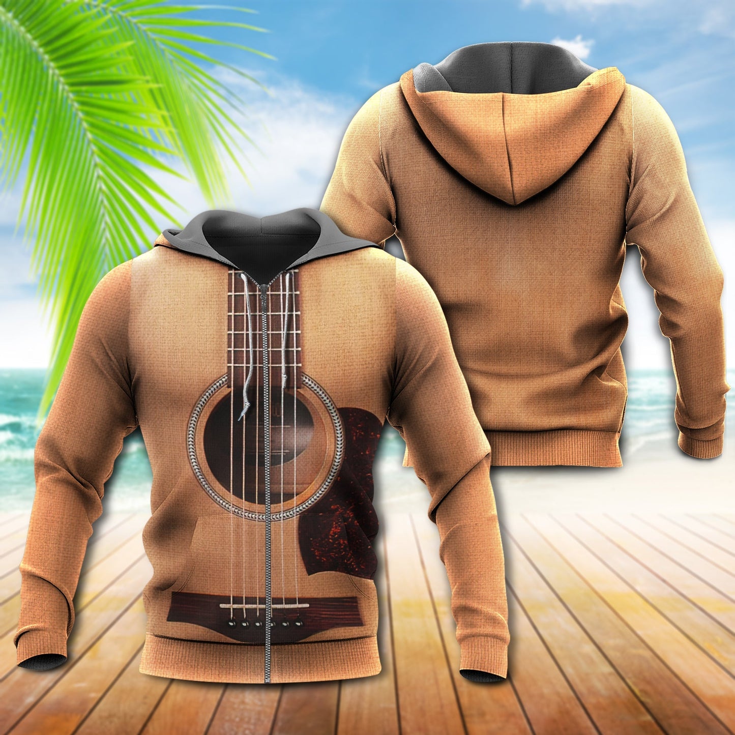 Classic Wooden Guitar Vintage - 3D Hoodie