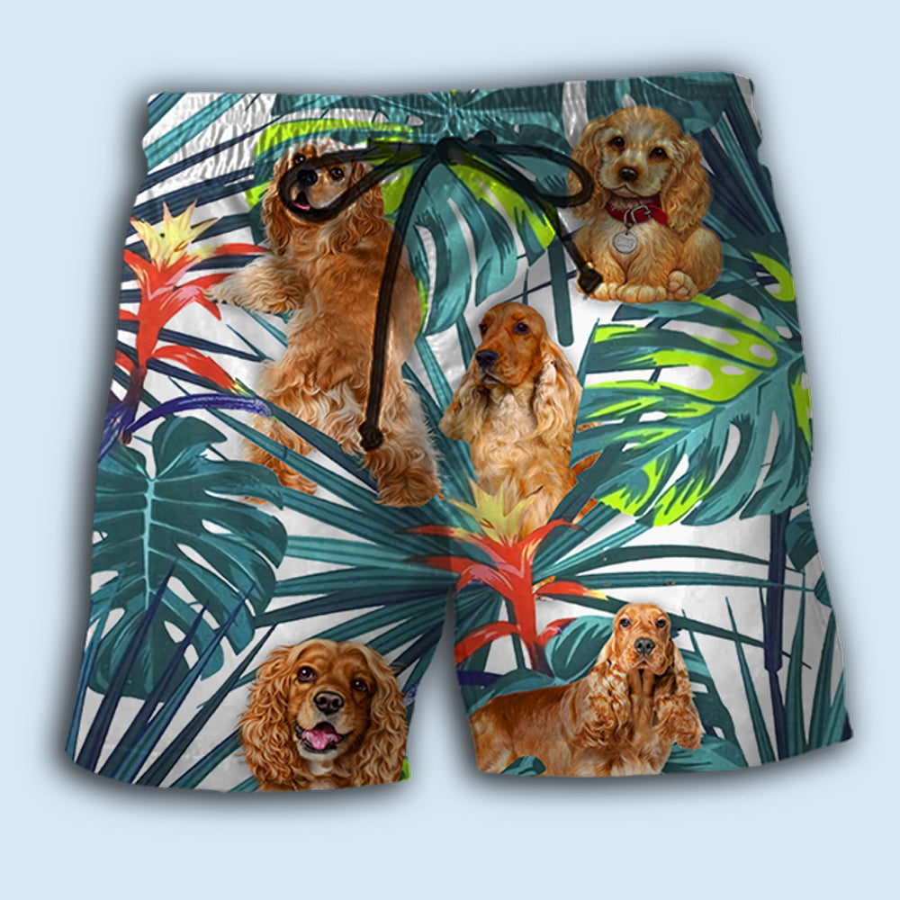 Cocker Spaniel Tropical Leaf Design – Beach Short