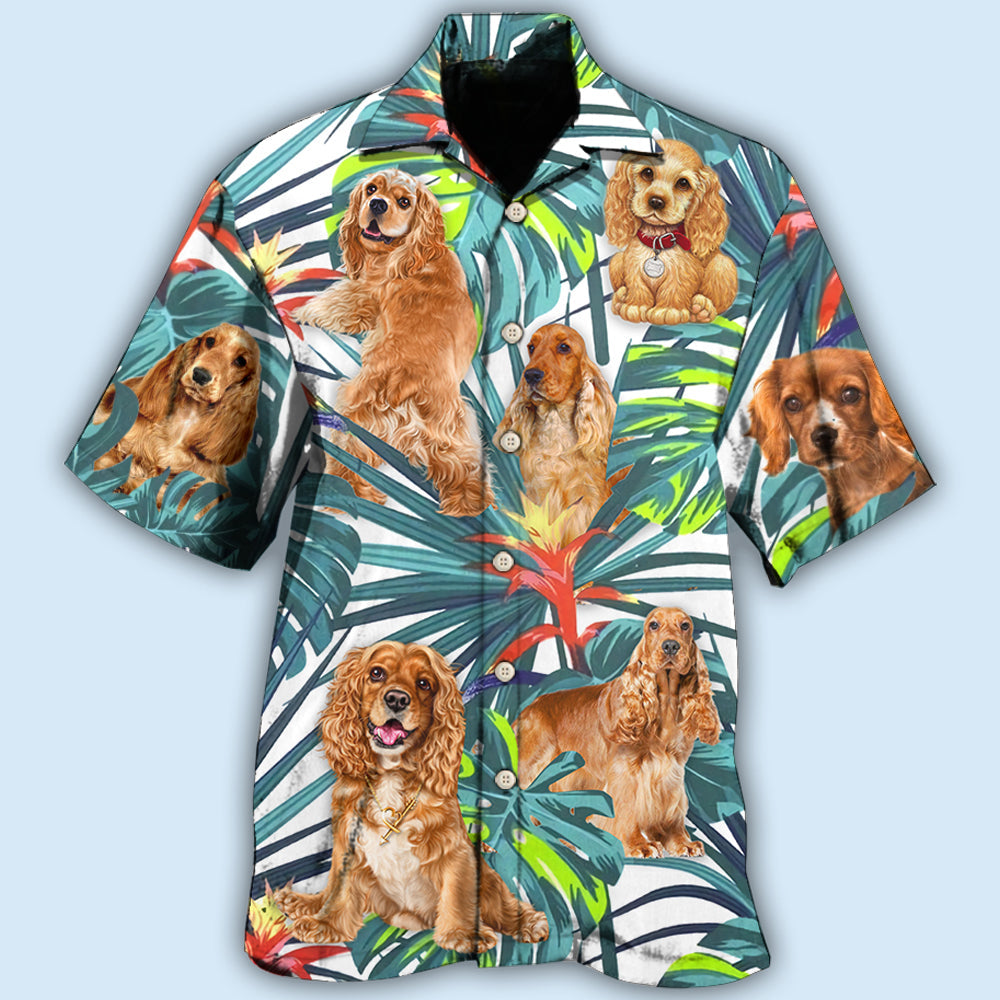 Cocker Spaniel Tropical Leaf Style – Hawaiian Shirt