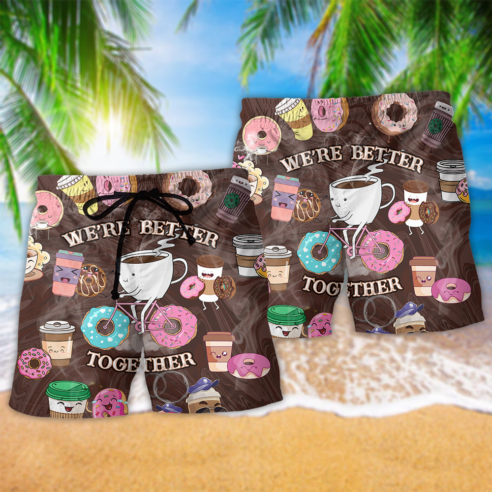 Coffee And Donuts Together Art – Beach Short