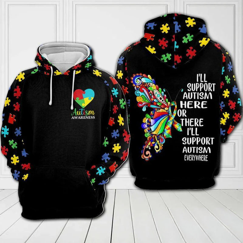 Collection Support Autism Everywhere Quote – 3D Hoodie