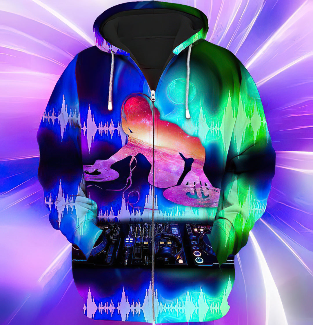 Colorful DJ Art – 3D Hoodie