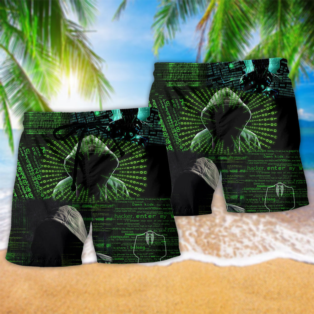 Cool Hacker Green Style - Beach Short