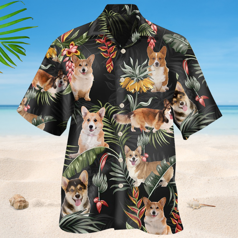 Corgi Tropical Dog Lover Style – Hawaiian Shirt