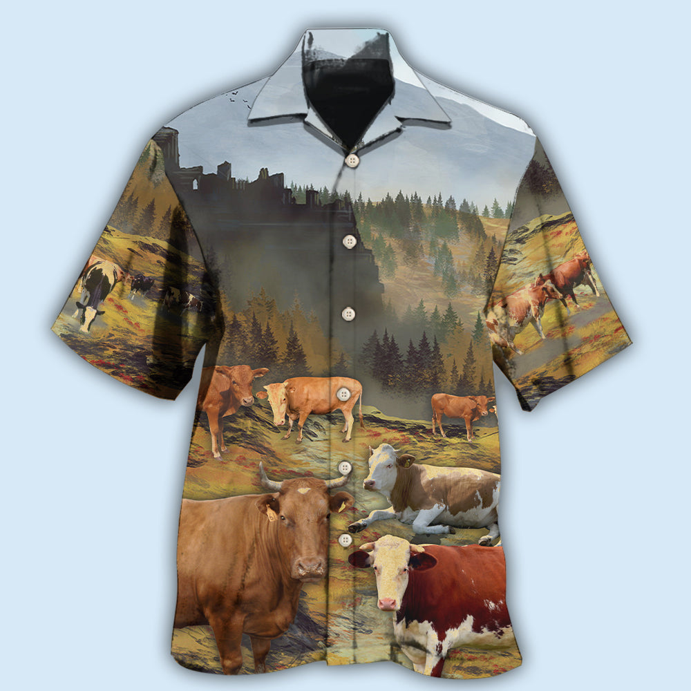 Cows Mountain Landscape Style – Hawaiian Shirt