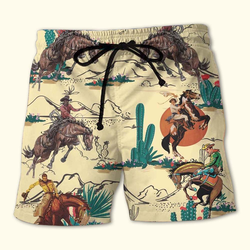 Desert Love Cowboy Sunset Western Style – Beach Short