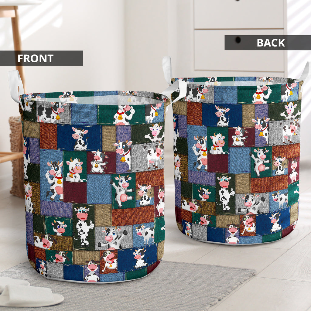Cow Little Happy - Laundry Basket - Owls Matrix LTD