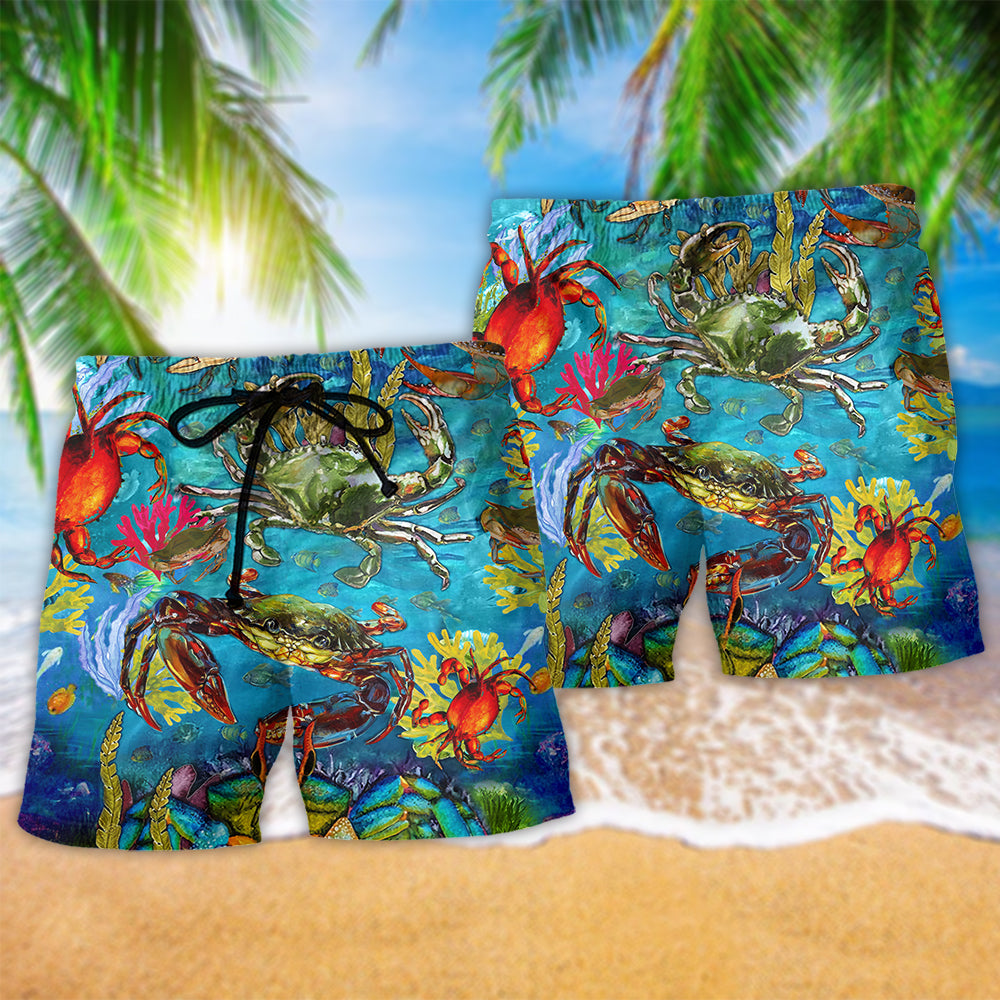 Blue Ocean Crab Love – Beach Short