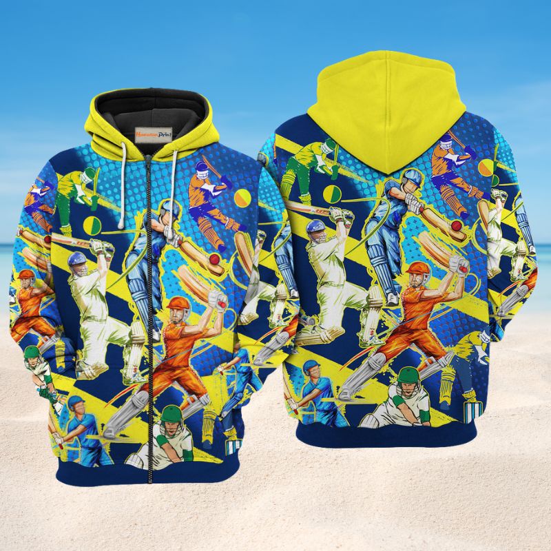 Cricket Lets Play Sport Art – 3D Hoodie