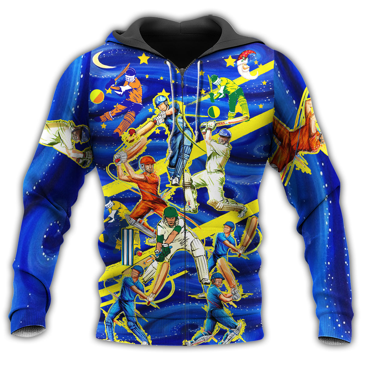 Cricket Night Game Blue Style - 3D Hoodie2