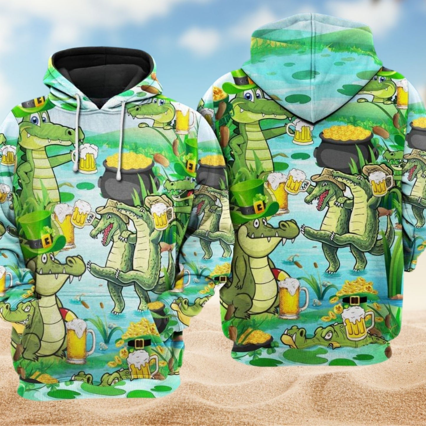 Crocodile Beer Lover Funny - 3D Hoodie