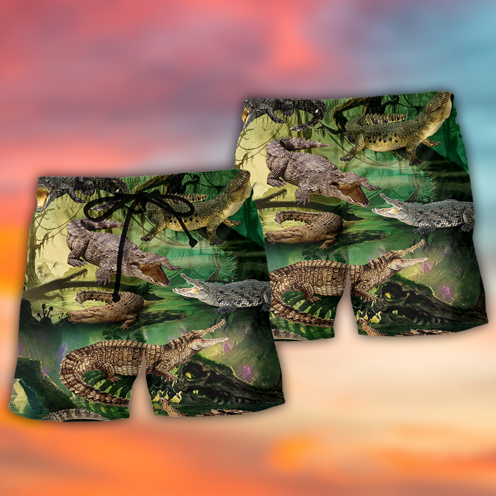 Crocodile Falling In Love Art – Beach Short