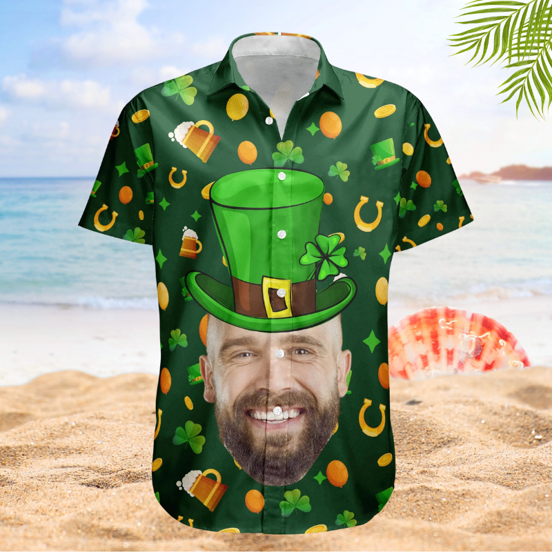 Custom Face Photo Funny Happy St. Patrick’s Day – Custom Photo Hawaiian Shirts