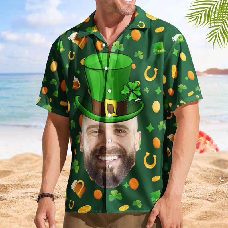 Custom Face Photo Funny Happy St. Patrick’s Day – Custom Photo Hawaiian Shirts