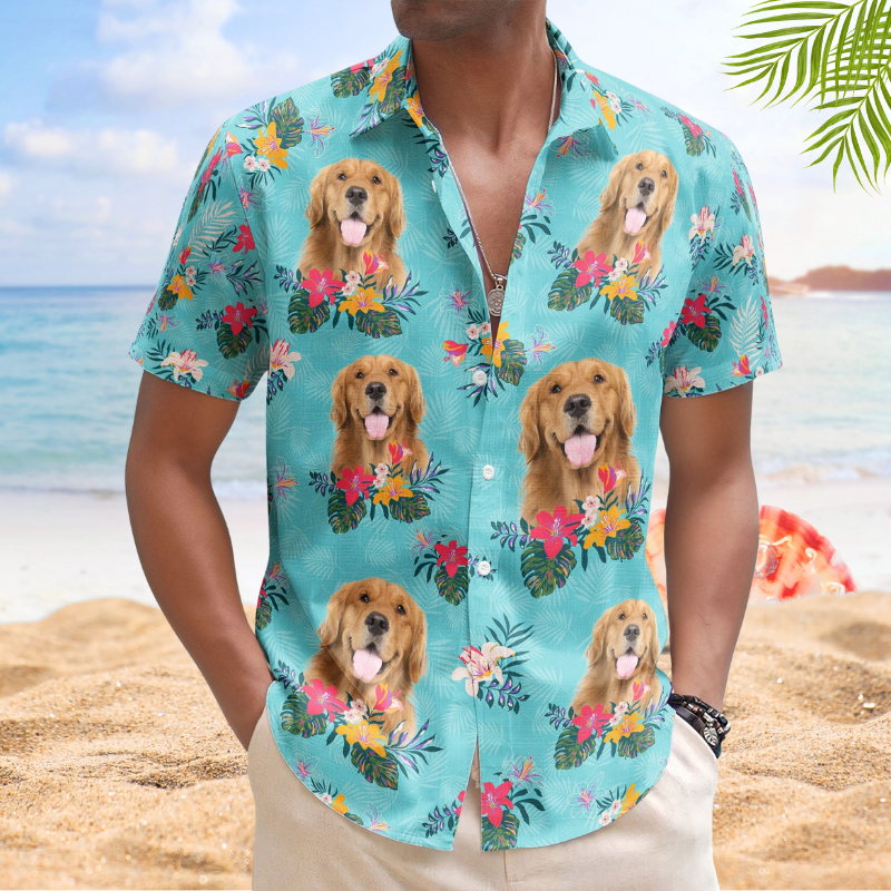 Custom Face Photo Funny Tropical Aloha for Dog & Cat Lovers – Custom Photo Hawaiian Shirts