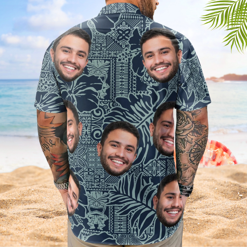 Custom Photo Funny Pet Family & Friends Tiki Bar Summer – Custom Photo Hawaiian Shirts