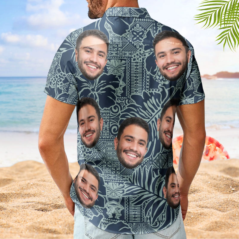 Custom Photo Funny Pet Family & Friends Tiki Bar Summer – Custom Photo Hawaiian Shirts