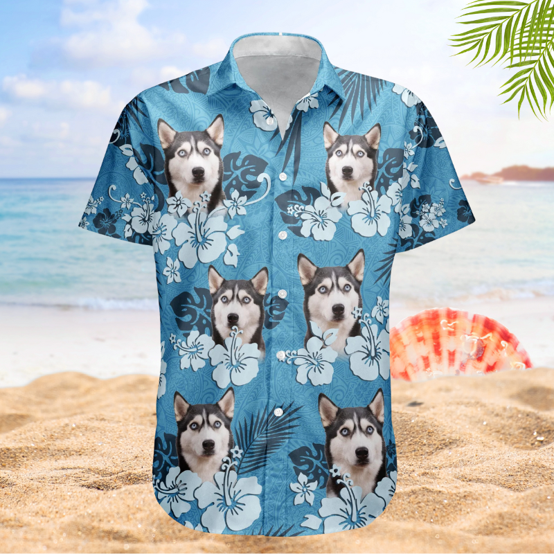 Custom Face Photo Funny Tropical Hibiscus Hawaii Tribal for Men & Women – Custom Photo Hawaiian Shirts