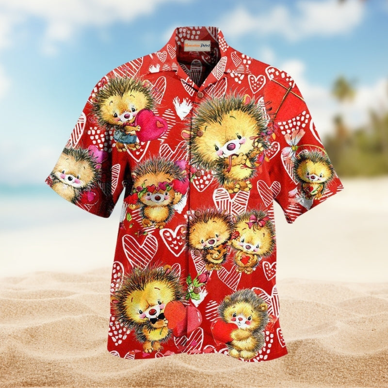 Cute Hedgehog On Valentine’s Day Limited Edition – Hawaiian Shirt