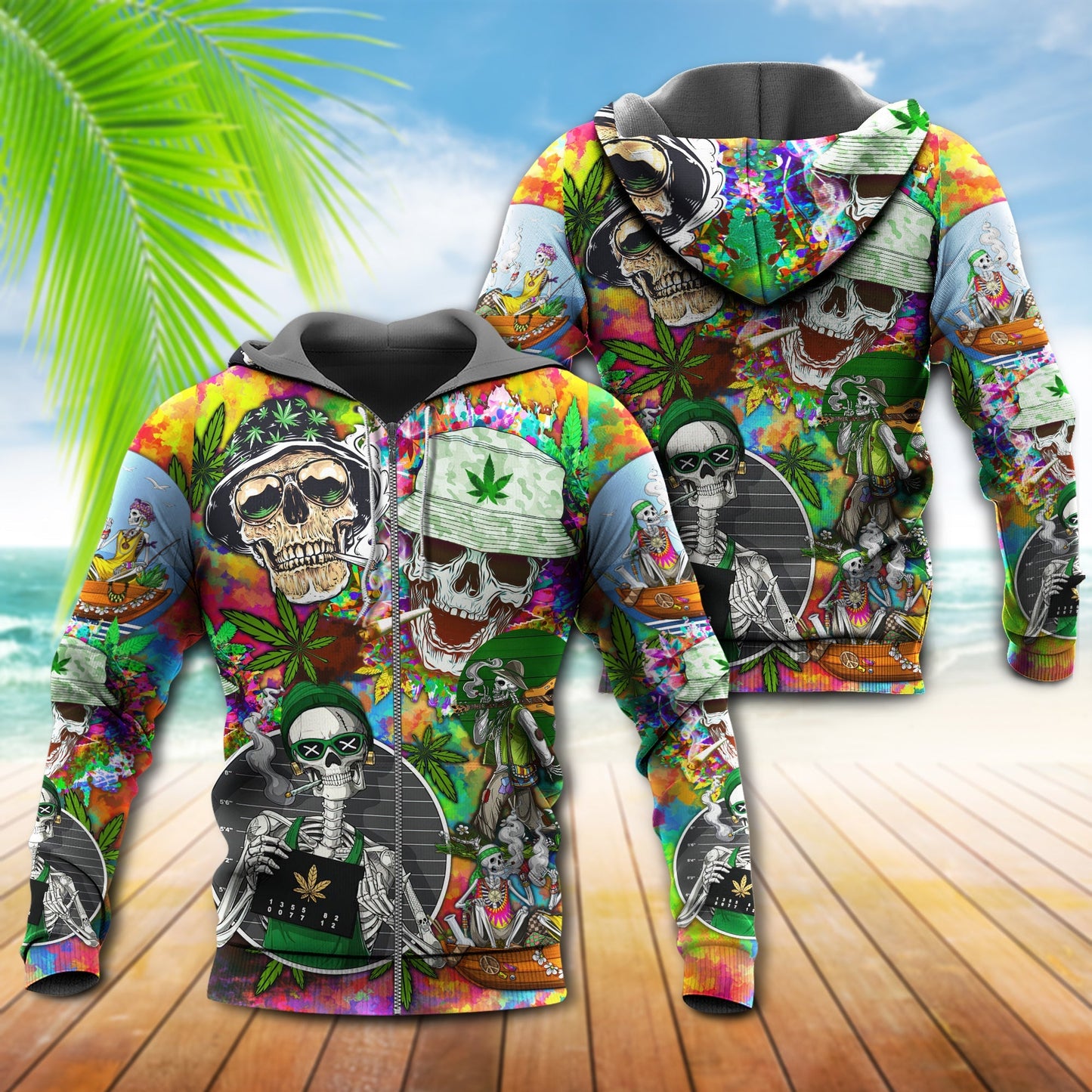 Cute Skull Love Green Style - 3D Hoodie3