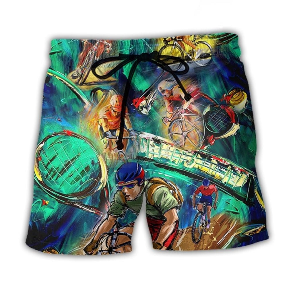 Cycling And Tennis Abstract Painting Lover - Beach Short