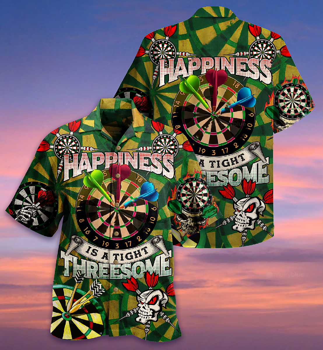 Darts Happiness Vintage Green Style - Hawaiian Shirt