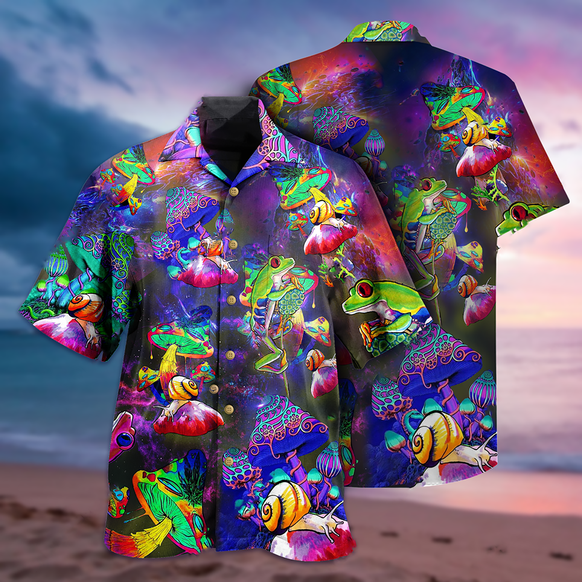 Frog Galaxy Mushroom Fantasy Art – Hawaiian Shirt