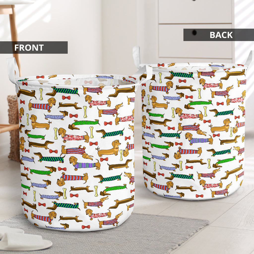 Dachshund cute pattern basic style - Laundry basket - Owls Matrix LTD